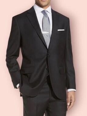 PETER MILLAR Classic Pure Virgin Wool 2 Button Black Blazer Suit Jacket